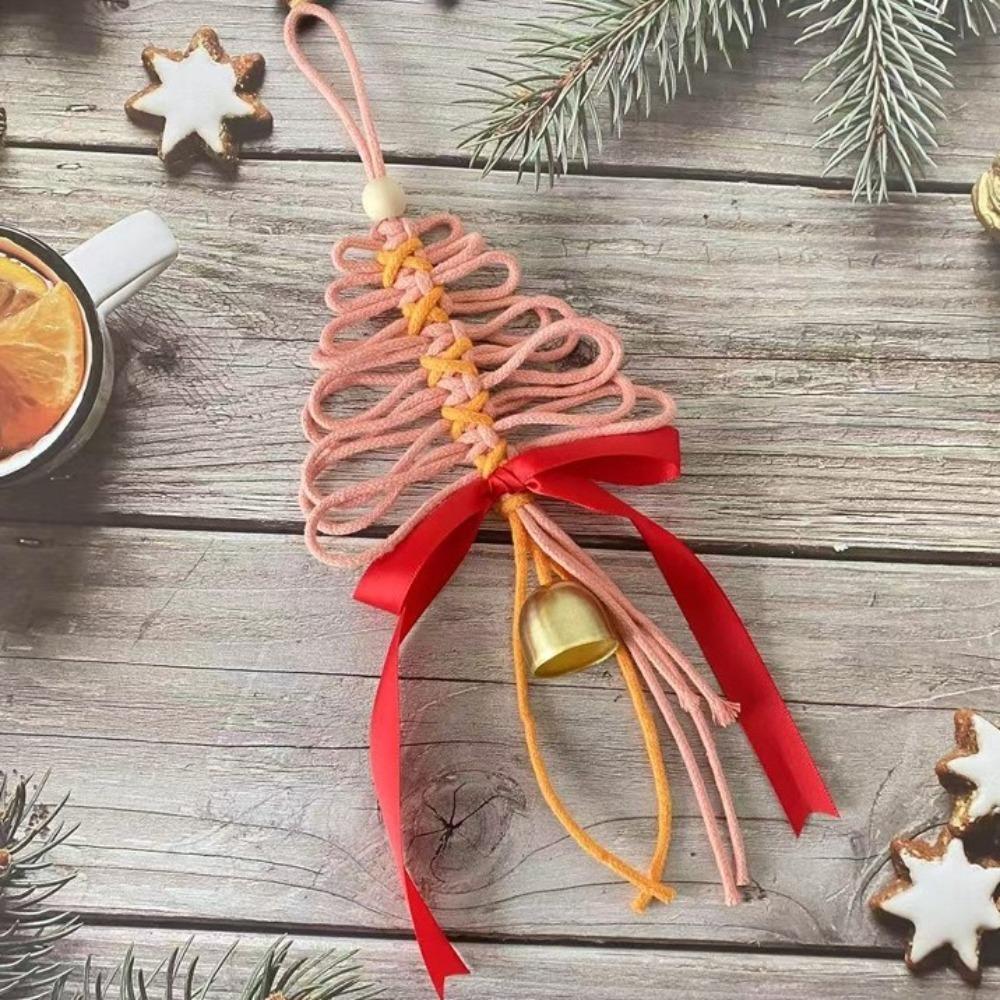 Handwoven Tree Shaped Pendant Cotton Wall Hanging Xmas Hanging Ornaments Festive Atmosphere Christmas Tree Decorations