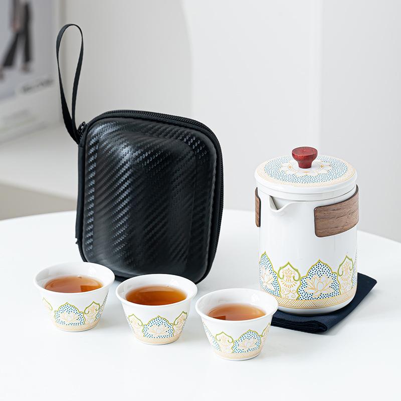 Portable Travel Tea Set Wholesale Outdoor Kung Fu Tea Set Quick Guest Cup Festival Chinese Business Gift Logo