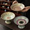 Chinese Ceramic Lotus High Foot Tray for Dessert Snack Fruit Display Elegant and Stylish