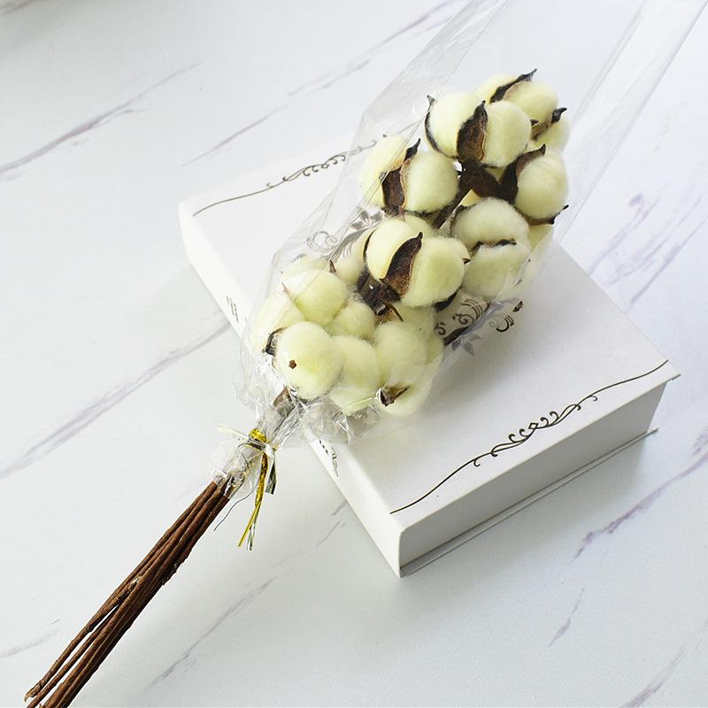 Simulation Cotton Head Natural Dried Flower Handmade Retro Country Style Flower Arrangement Wreath Bouquet Shooting Props