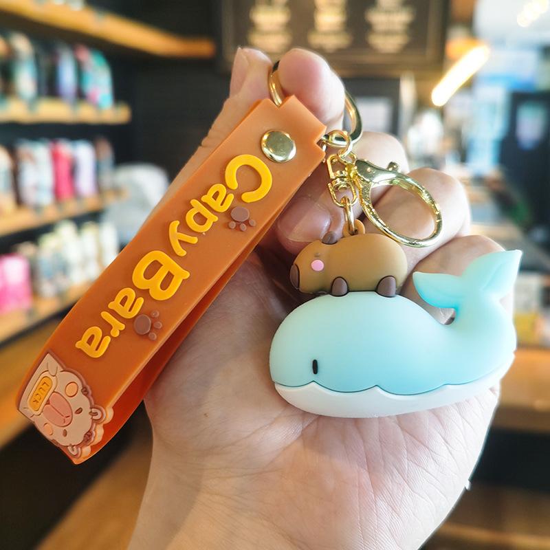 7th Generation Bicycle Dolphin Shark Capybara Keychain Doll Machine Gift Premium Cartoon Cute Dolphin Hanging