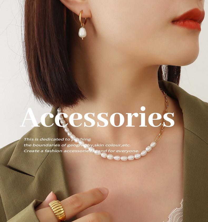 18K Gold-Plated Titanium Necklace with Freshwater Pearl Splice
