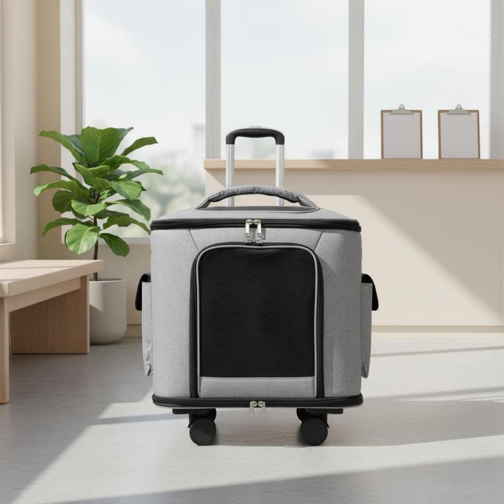 Portable Pet Carrier Quiet Wheels Cat Suitcase Large Capacity Travel