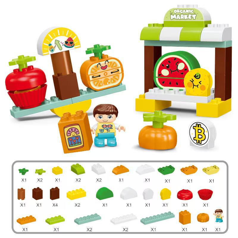 37pcs/set Creative Fruit Cutting Joy Series Large Particle Building Blocks Early Education Puzzle Toys For Kids Christmas Gifts