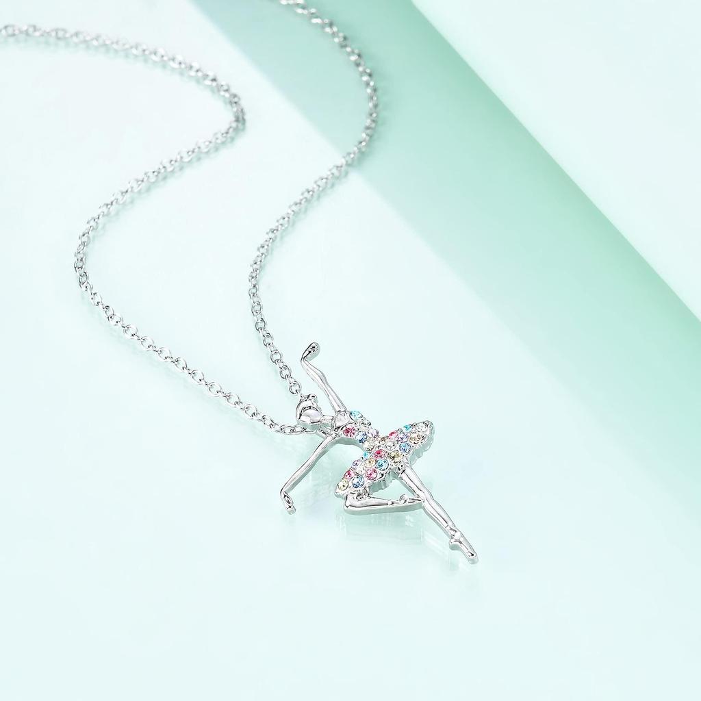 Colorful Alloy Dancing Girl Necklace for Women