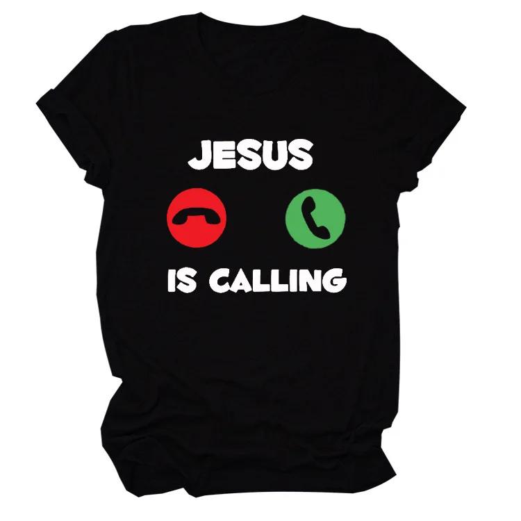JUSUS iS CALLING Letter Print T Shirt Women Short Sleeve O Neck Loose Women Tshirt Ladies Summer Tee Shirt Tops Clothes