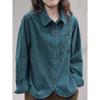 Spring Autumn New Vintage Loose Casual Cordury Shirt Ladies Pocket Fashion All-match Cardigan Top Women Long Sleeve Blouse Femme