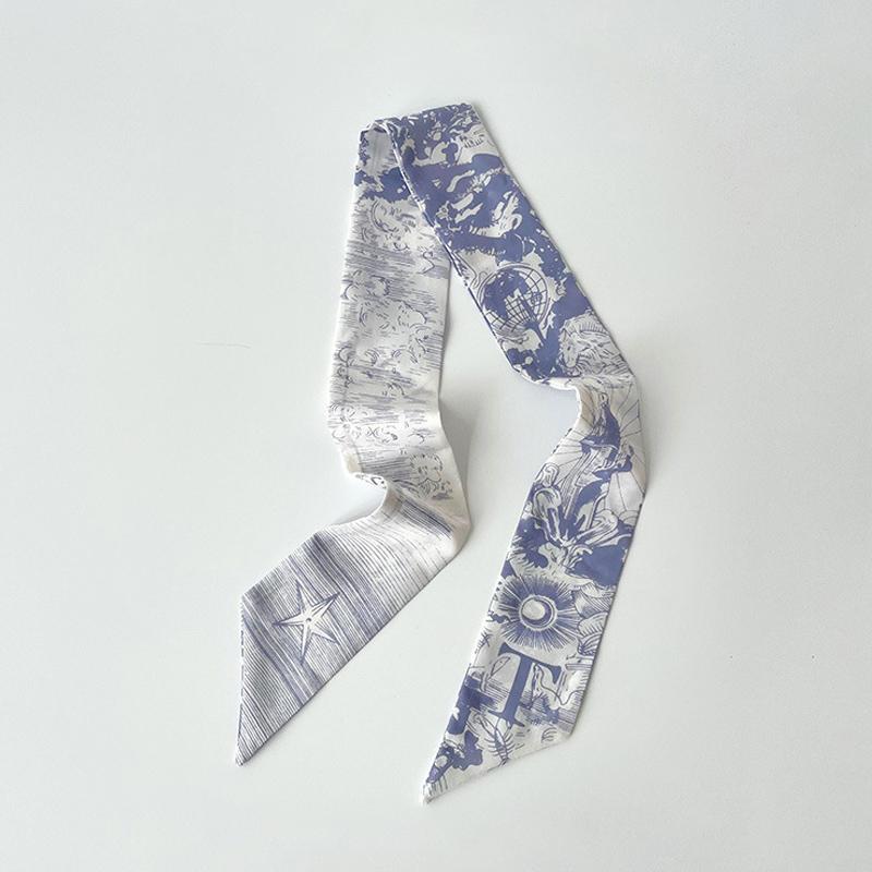 Fashion Long Neck Scarves Woman 26 Letters Printed Temperament Small Scarf Double-Sided Streamer Handbag Handles Neckerchief Hot