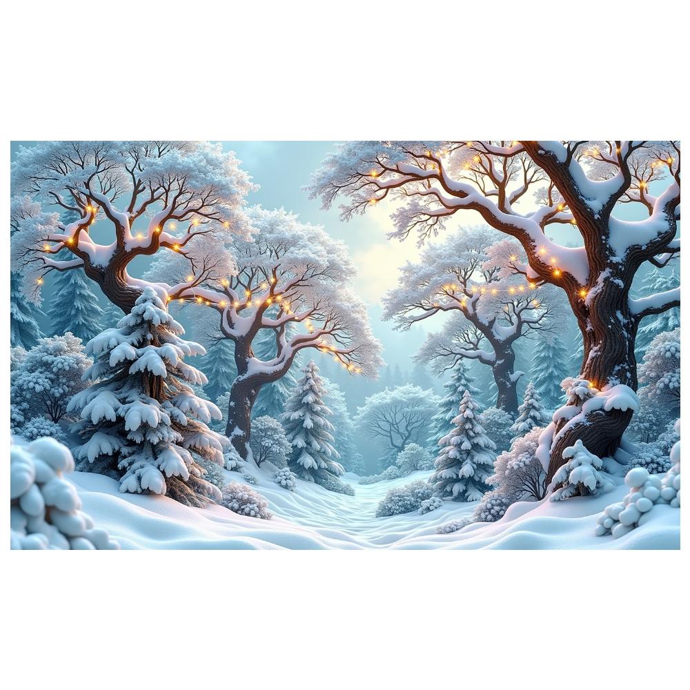 180x110cm Winter Wonderland Backdrop Snow Forest Christmas Holiday Party Decorations Banner Fairy Scenery Photography Background