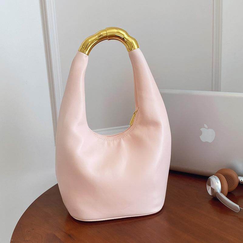 Commute Hand-held Tote Bag, Metal Bucket Bag, Simple and Versatile Crossbody Bag