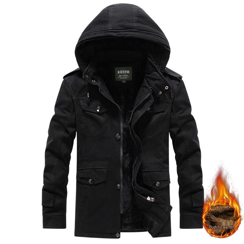 

Men s Plus Size Velvet-Lined Winter Cotton Jacket 4XL fits below 183 lbs чорний