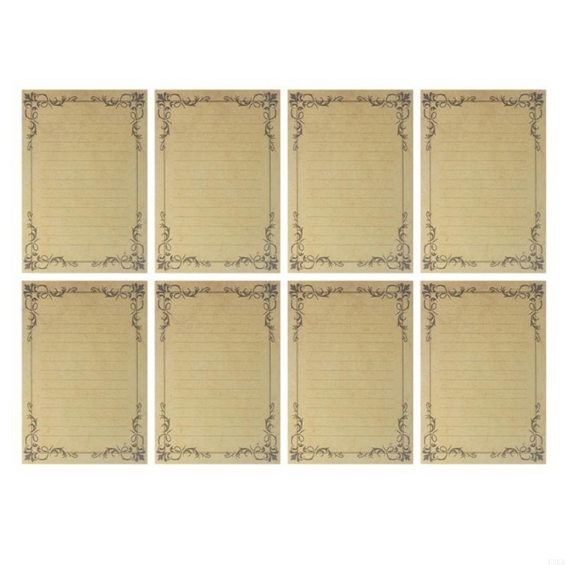 8 Sheets Vintage Blank Kraft Letter Paper Retro Writing Paper Lined