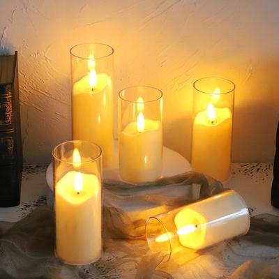 Flameless Flickering LED Candles Light Acrylic Candles Light With Battery for Wedding Decor Birthday Party Christmas Home Decor