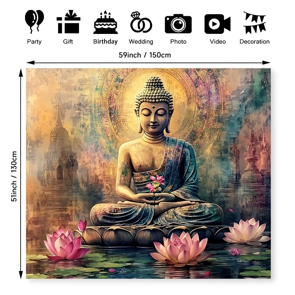

VIKAMA Oil Painting Wind Lotus Pond Buddha Tapestry Zen Buddha Light Living Room Background Wall Room Decoration 74x94cm(29x37in)
