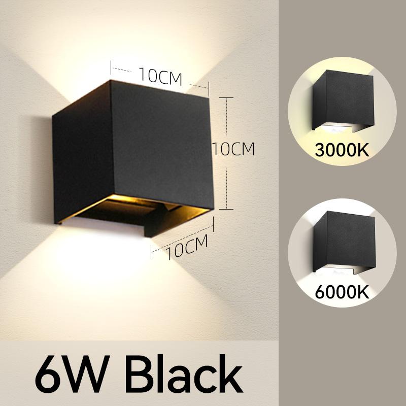 Modern Outdoor Staircase & Garden Waterproof Black White Square High Brightness LED Aluminum Wall Lamp