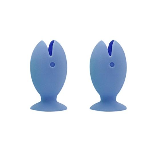 2 Piezas Soporte para Cepillo de Dientes Forma de Pez con Ventosa Fuerte Soporte para Cepillo de Dientes Silicona Suave Drenaje Rápido Organizador de Baño