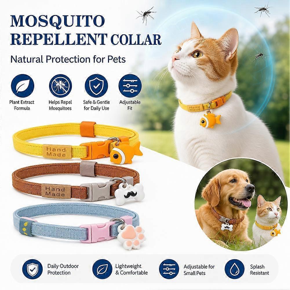 Adjustable Pet Collar with Bell Cat Dog Anti Mosquito Elastic