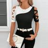 Women's Fashionable, Comfortable And Casual Temperament Lace Short-sleeved T-shirt Top