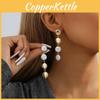 Gold Trendy 2023 Geometric Earrings Minimalist Long Pearl Jewelry Winter