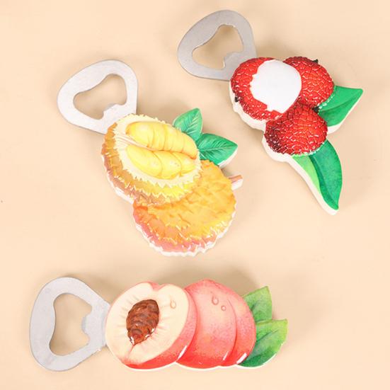 Simuliertes Obst Fisch Flaschenöffner Kühlschrankmagnet Heim Büro Küche Kühlschrank Magnetisch 3D Traube Litschi Orange Pfirsich Durian Dekoration