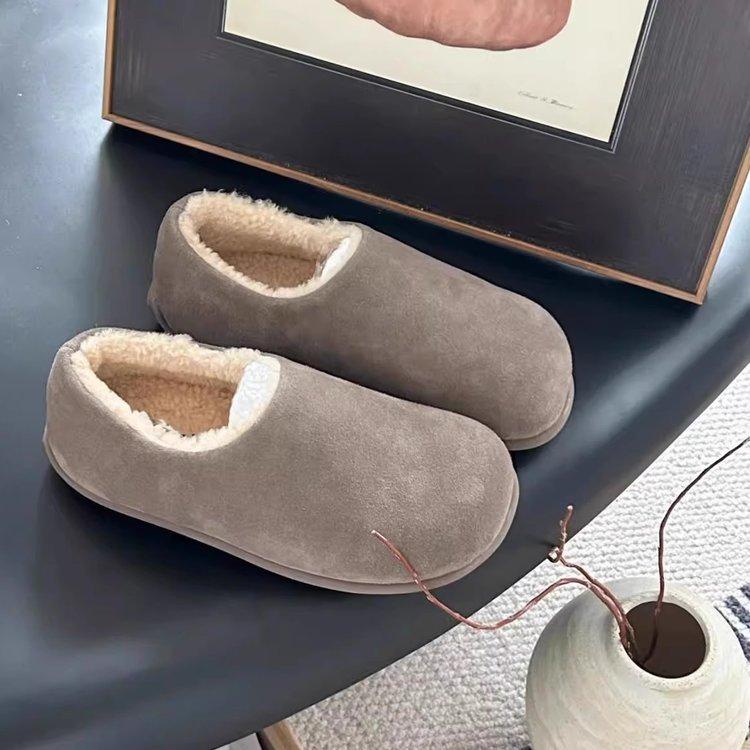 [Youshilai] Mocassins rétro à bout rond en velours pour femmes 2025 hiver nouveau semelle souple décontracté polyvalent un pédale