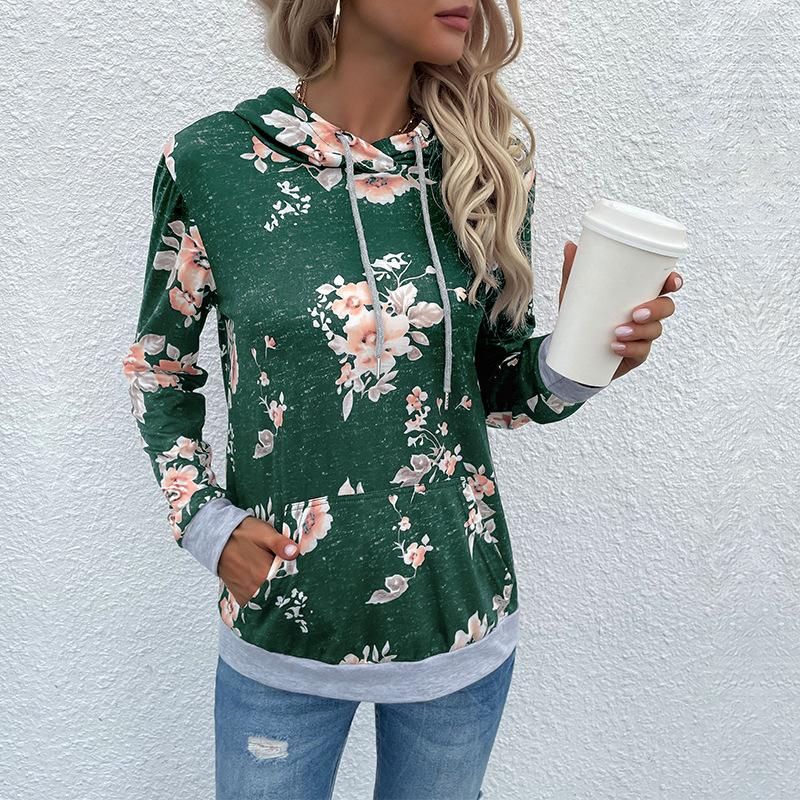 

Осенняя новинка, женская толстовка, пуловер, принтованный карман, толстовка с капюшоном XL зелёный