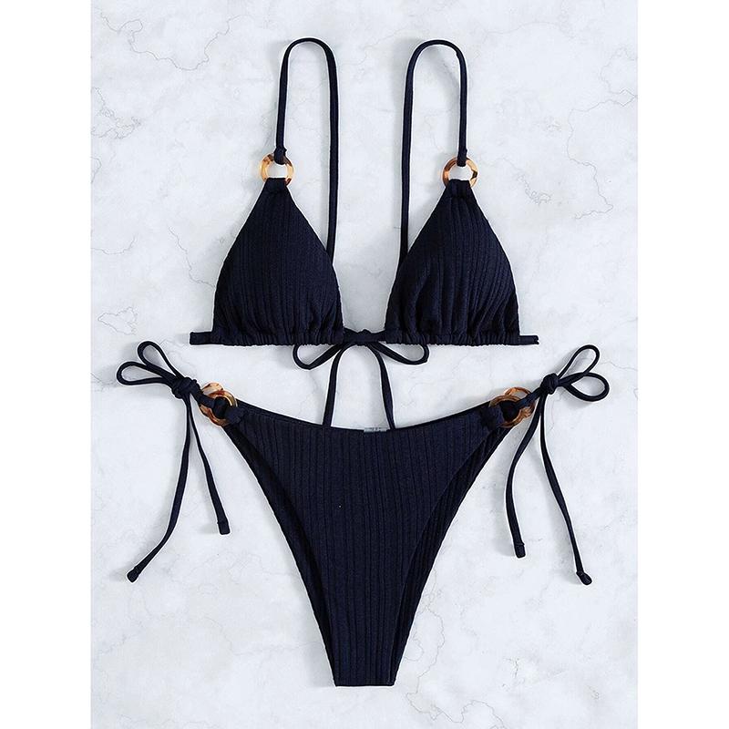 

Сексуальный сплошной купальник-бикини с высокой талией, комплект из 2 предметов, женский купальник с разрезом на шнуровке, пляжный, новая летняя купальная одежда, комплект бикини S чёрный