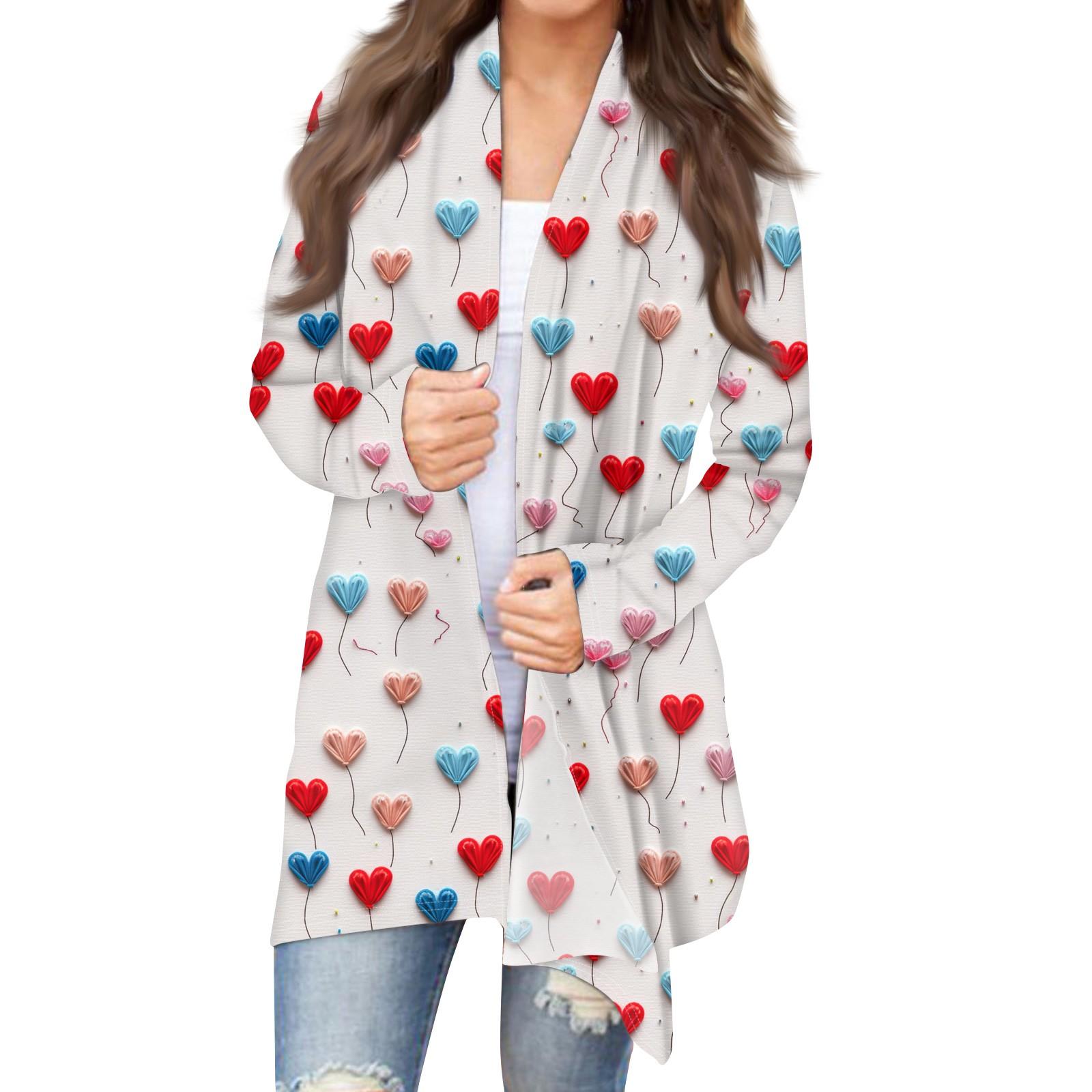 

Женская модная повседневная куртка-кардиган средней длины с принтом, пальто XL