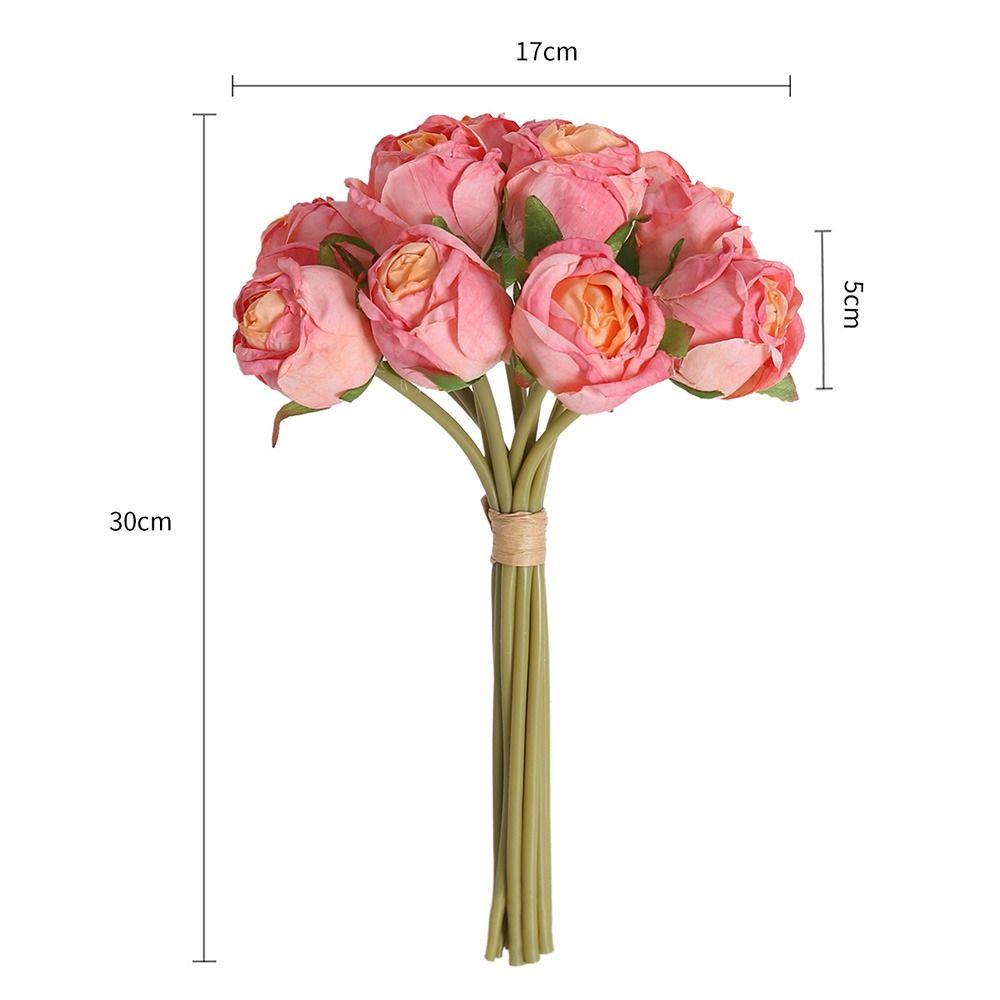 12PCS/bunch Multicolor Rose Artificial Flowers Silk Petals Green Stem Faux Rose Flower Scene Landscaping Bridal Bouquet