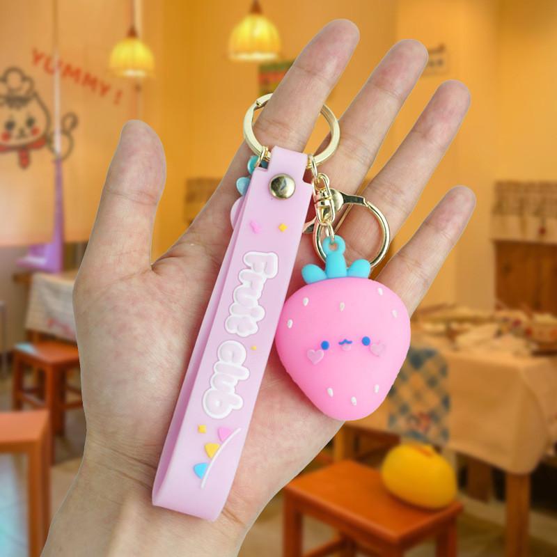 

Cartoon Fruit Adorable Club Keychain Cute And Fun Strawberry Durian Avocado Charms Strawberry