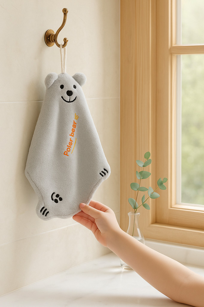 Roztomilé dětské ručníky se závěsnou smyčkou Vtipné pivní ručníky do koupelny Kuchyňka Závěsné žínky se zvířátky Měkké savé ručníky