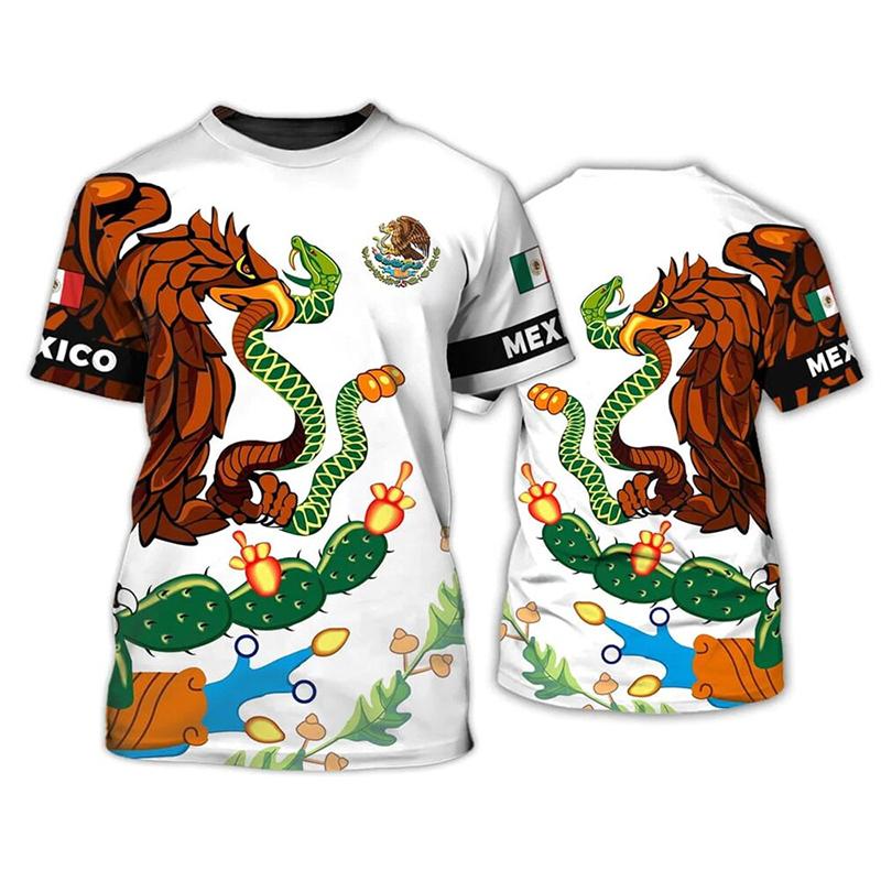 Summer Mexico T-Shirts Mexican Flag 3D Print Streetwear Men Women Fashion Oversized Short Sleeve T Shirt Kids Tees Tops Clothing