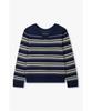 Bobeu V-Neck Striped Knit Pullover_Navy_7156350002