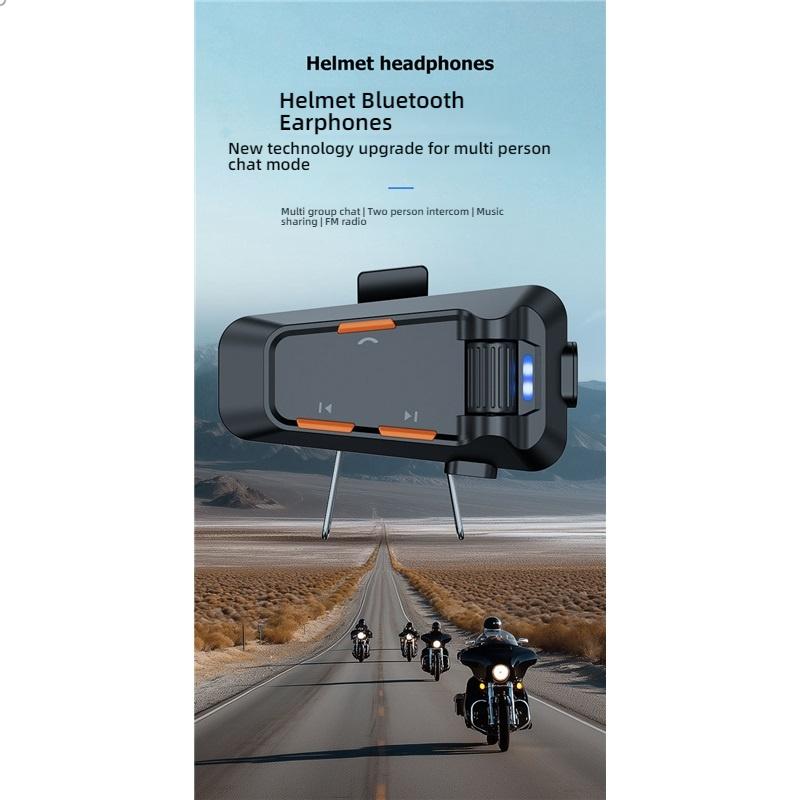 Bluetooth 6.0 Helmet Headphone, Dual Person Intercom Group Talk Noise Reduction for Motorcycle