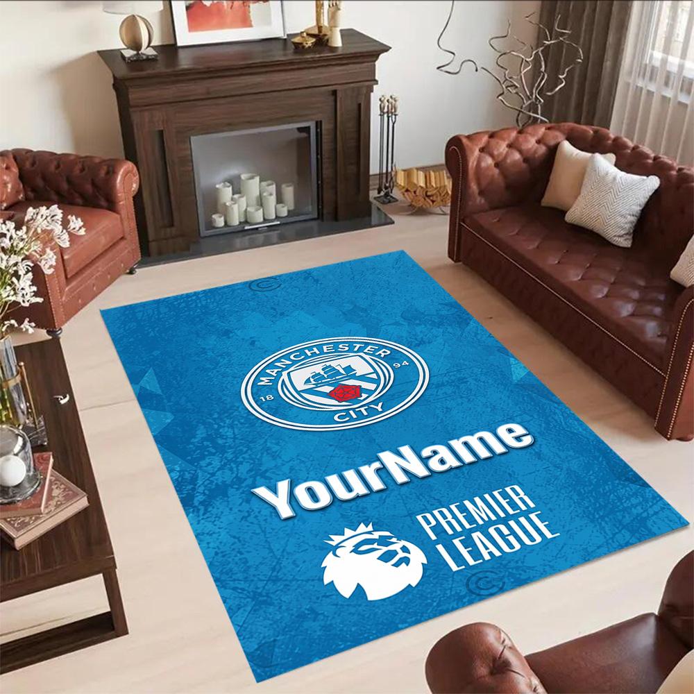 Manchester City Customize Your Name Carpet Design for Dormitory Hallway Study room Balcony Anti-slip Rug Office home decor Gift for Festivals