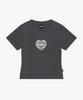 LMC Wm Lace Heart Cropped Tee Charcoal