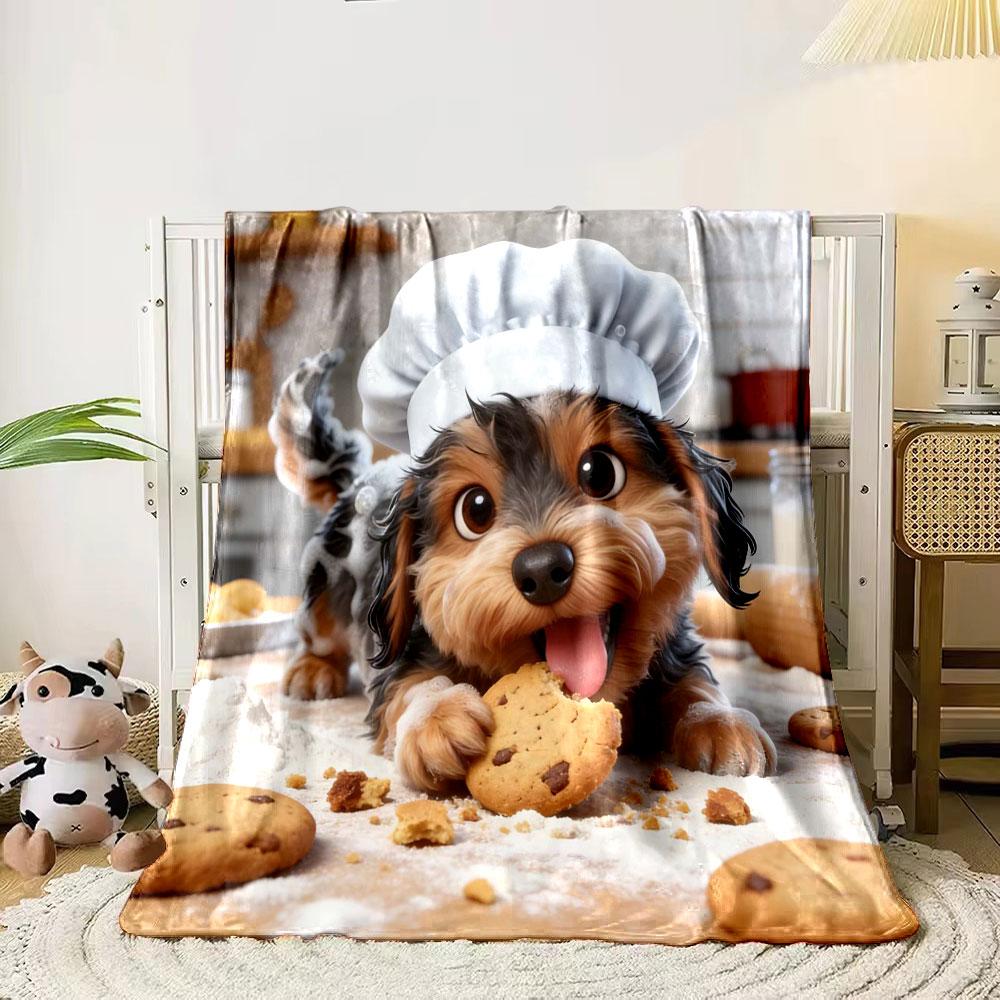 1PC Yorkshire Terrier Theme Print Blanket Warm Soft Fluffy Kids and Adult Sofa Bed Throw Blanket Outdoor Travel Camping 75X95CM