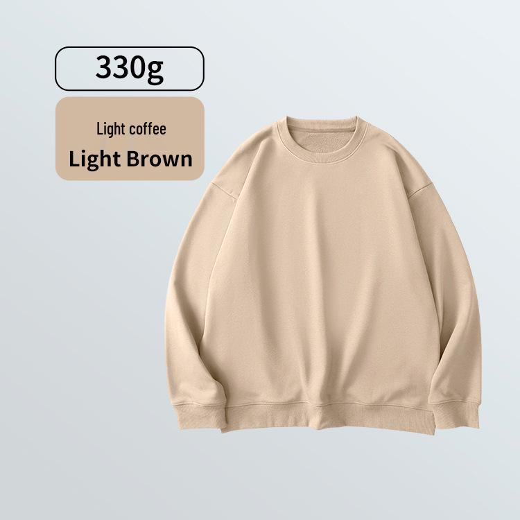 Men's 330g Heavyweight Round Neck Hoodie - Skin-Friendly, Antibacterial, Soft, Versatile, and Casual Sports Top