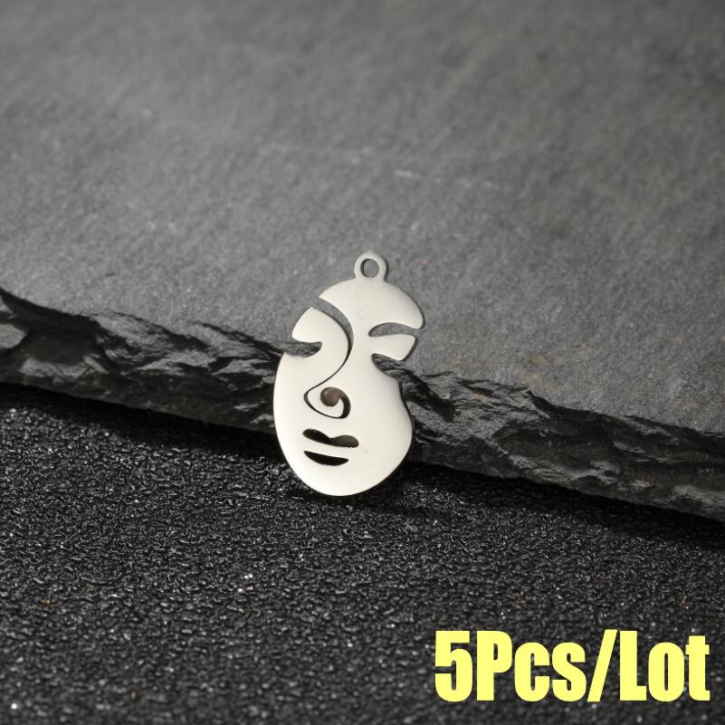 Abstract Human Face Pendant Necklace - Stainless Steel Cartoon Girl Design