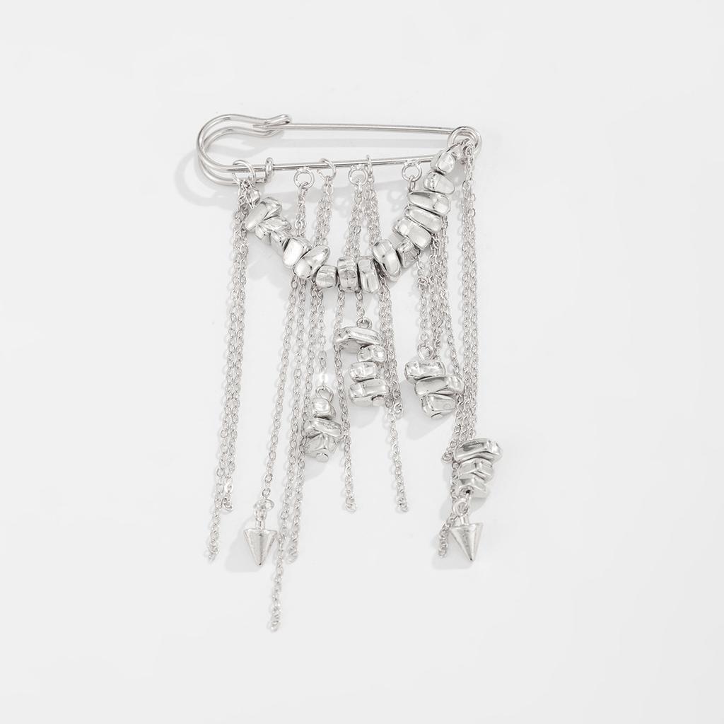 Metal Chain Fringed Pin Brooch, Design Gravel Rivet Pants Anklet Chain Shortened Decoration