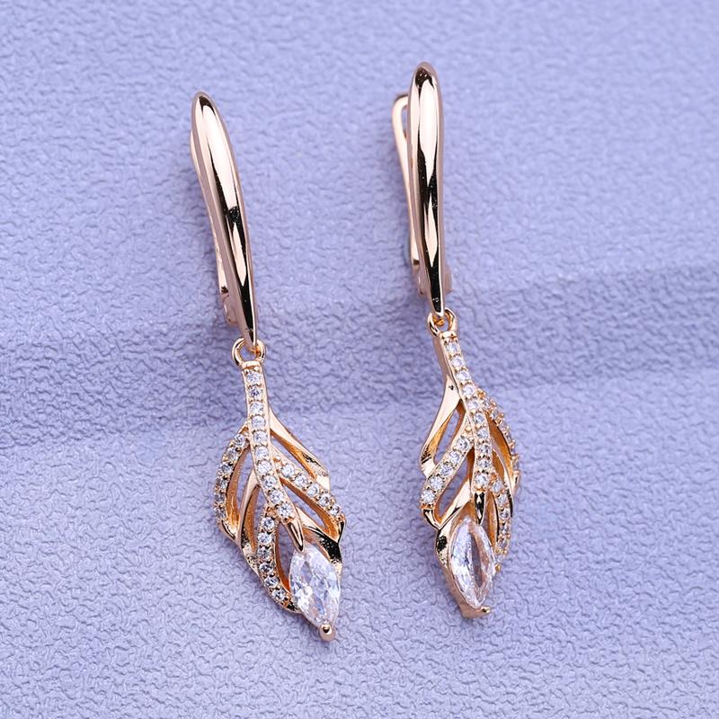 Orecchini a Clip Piuma Come se Orecchini Trendy Color Oro Rosa Matrimonio Gioielli Moda Quotidiana Zirconia Cubica Orecchini Geometria Per Donne Orecchini Geometria Sposa