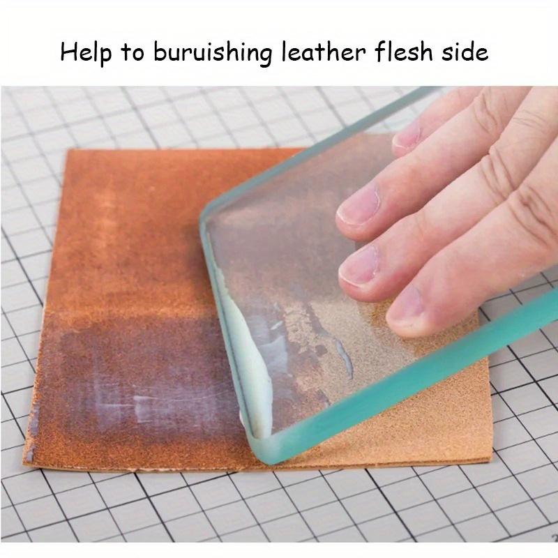 1pcs Leather Burnisher Craft Tools Clear Tempered Glass Slicker for Burnishing Polishing Board Leather Finish Gum Tool
