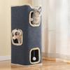 Creative 2/3-tiers Indoor Cat Castle House All-in-one with Holes Cat Bed Cylindrical with Hanging Fluffy Ball Large Cat Cave