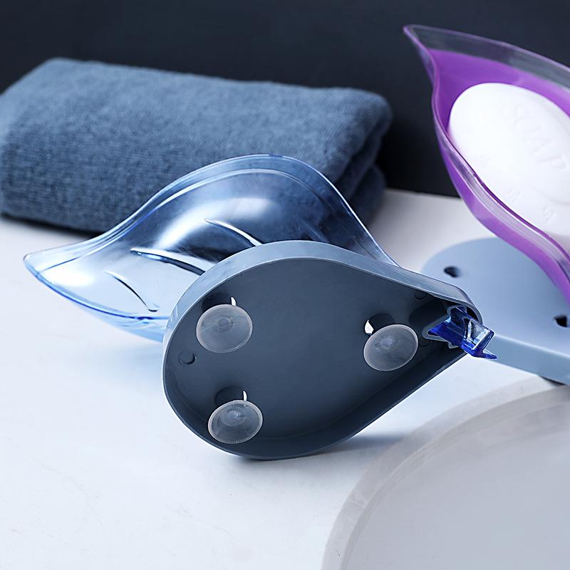 Bathroom Soap Holder Leaf Shape Soap Dish Suction Cup Sponge Rack Portable Soap Drain Box Kitchen Bathroom Accessories