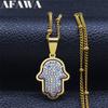 Collane con Pendente Mano di Fatima in Cristallo Bianco Acciaio Inossidabile per Donna Collane con Pendente Hamsa Gioielli main de fatma acciaio inossidabile N8046