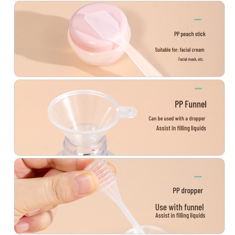 Portable Travel Cosmetic Bottling Set: Spray Bottle, Shower Gel, Lotion, Cream, and Perfume Containers.