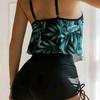 European and American Swimwear Printed Multi-color Large Lotus Leaf Corset Drawstring Boxers Swimsuit