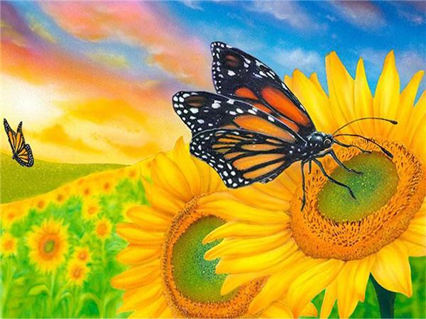 5D DIY Diamond Painting Sunflower Full Drill Round Needlework Art Diamond Embroidery Cross Stitch Kit Home Decoration