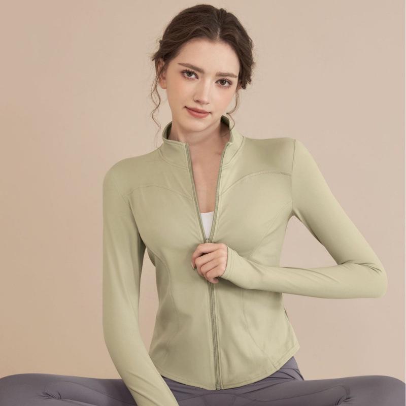 Women's Slimming Lambswool Jacket – Stand Collar, Velvet-Lined, Thick, Stretchy, Warm Yoga Top for Autumn & Winter
