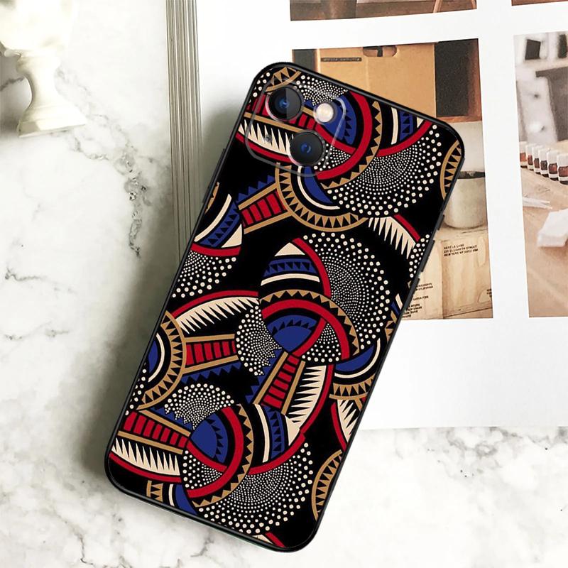 African Wax Print Design Phone Case For iPhone 17 16 15 14 12 11 13 Pro Max Plus 12 13 Mini 16e 17 Air Cover Coque
